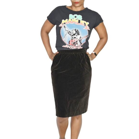 Yves Saint Laurent Velvet Skirt Brown Vintage Pencil Rive Gauche YSL Size 38 XS - Picture 4 of 12